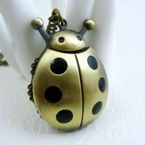 Beetle Pocket Watch Necklace