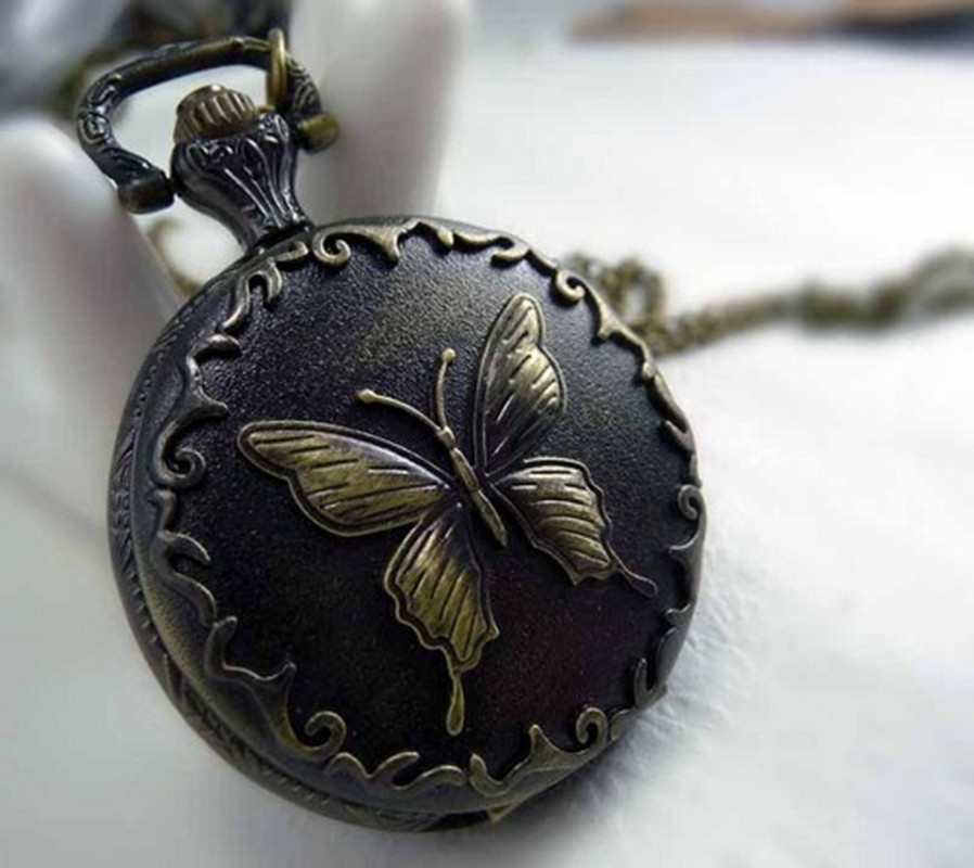 Butterfly Pocket Watch Necklace
